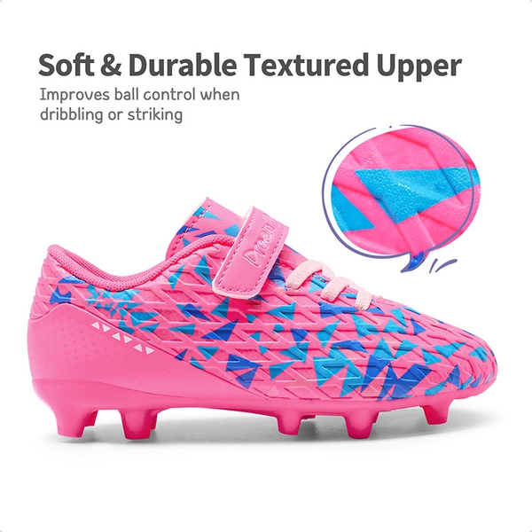 Kids Hook-and-loop Strap Soccer Cleats - HOT PINK ROYALBLUE - 3